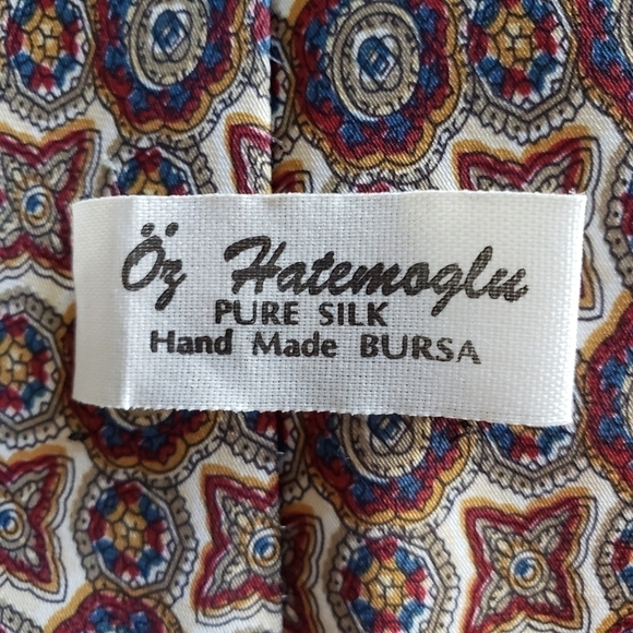 Silk Gold Red And Blue Tie - Picture 3 of 3